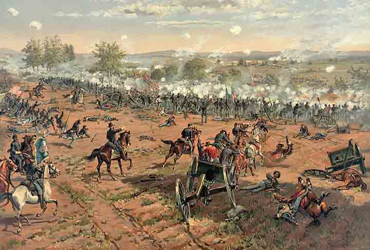 A histórica Batalha de Gettysburg, uma das mais importantes e a mais sangrenta da Guerra Civil Americana — também conhecida como Guerra da Secessão —, nos Estados Unidos, aconteceu entre os dias 1 e 3 de julho de 1863.
