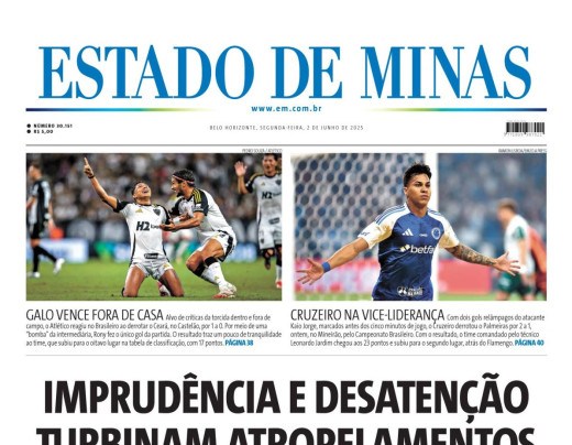 Confira a capa do Estado de Minas do dia 2/06/2025