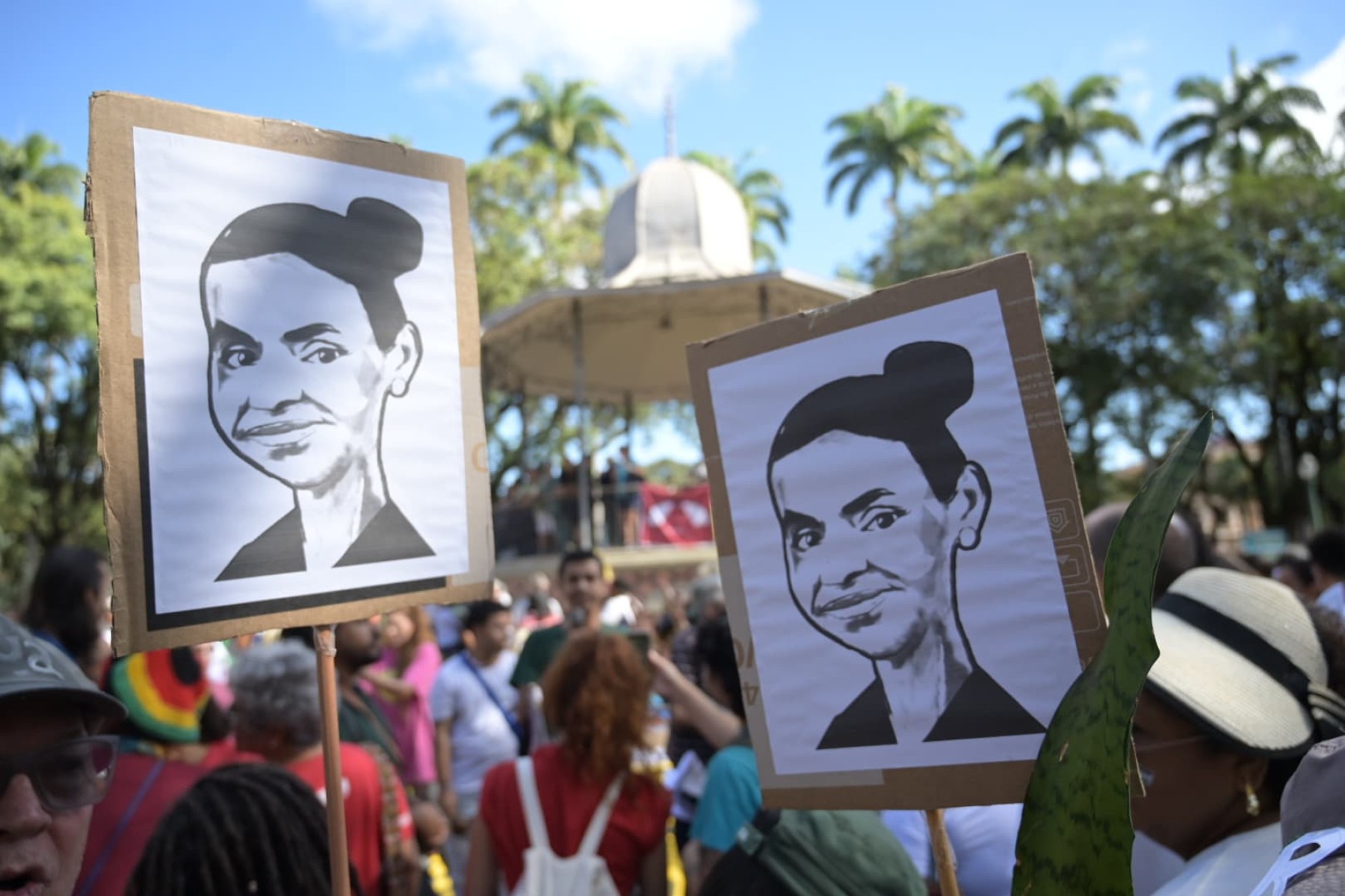 Manifestantes também prestaram solidariedade a ministra do Meio Ambiente, Marina Silva-Leandro Couri/EM/D.A Press