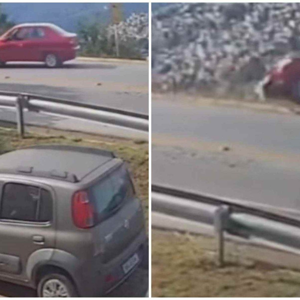 Vídeo: carro desgovernado e sem motorista despenca em barranco na grande bh