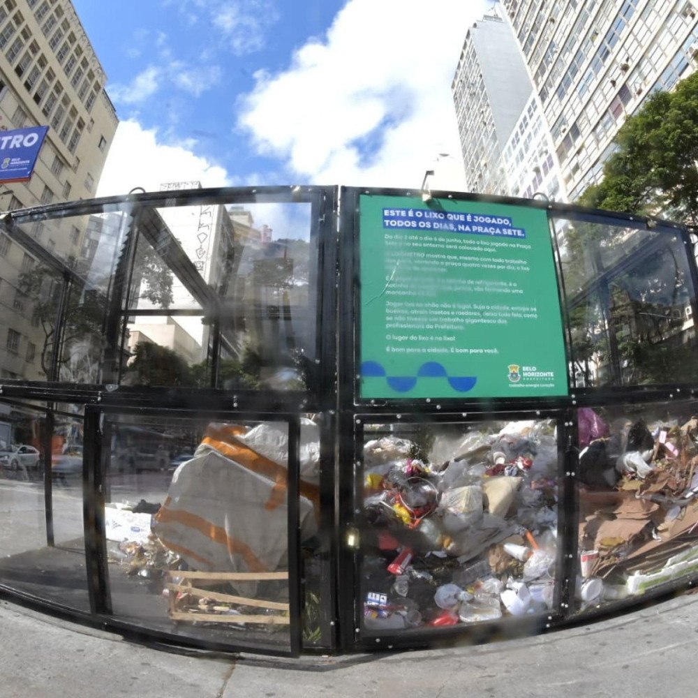 Prefeitura de bh instala lixômetro na praça sete