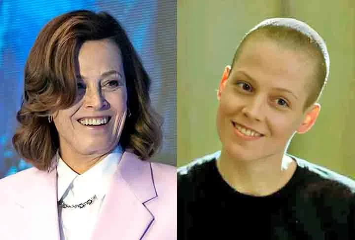 Sigourney Weaver- Para "Alien 3" (1992) - filme que teve a maior bilheteria de estreia do ano, tendo uma mulher como protagonista - a atriz nÃ£o sÃ³ raspou a cabeÃ§a como se consolidou nos filmes de aÃ§Ã£o. Ela disse que ficar sem os cabelos a deixou mais leve e vulnerÃ¡vel.