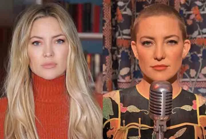 Kate Hudson- Uma das queridinhas das comédias românticas dos anos 2000, radicalizou no visual ao  interpretar Kazu Gamble, uma mulher de espírito livre, que se torna responsável pela meia irmã, no filme "Music"(2021), dirigido pela cantora SIA.