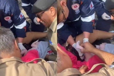 Os militares realizaram o parto e aguardaram a chegada do Samu para corte do cordão umbilical e socorro ao hospital -  (crédito: Reprodução/SJDD News)