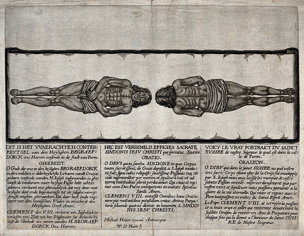 Em 1988 foi feita a datação por carbono-14 e concluiu-se que o material era bem mais recente do que a época de Jesus. Três laboratórios apontaram o tecido como do século 13 ou 14. -wikimedia commons Willem de Haen