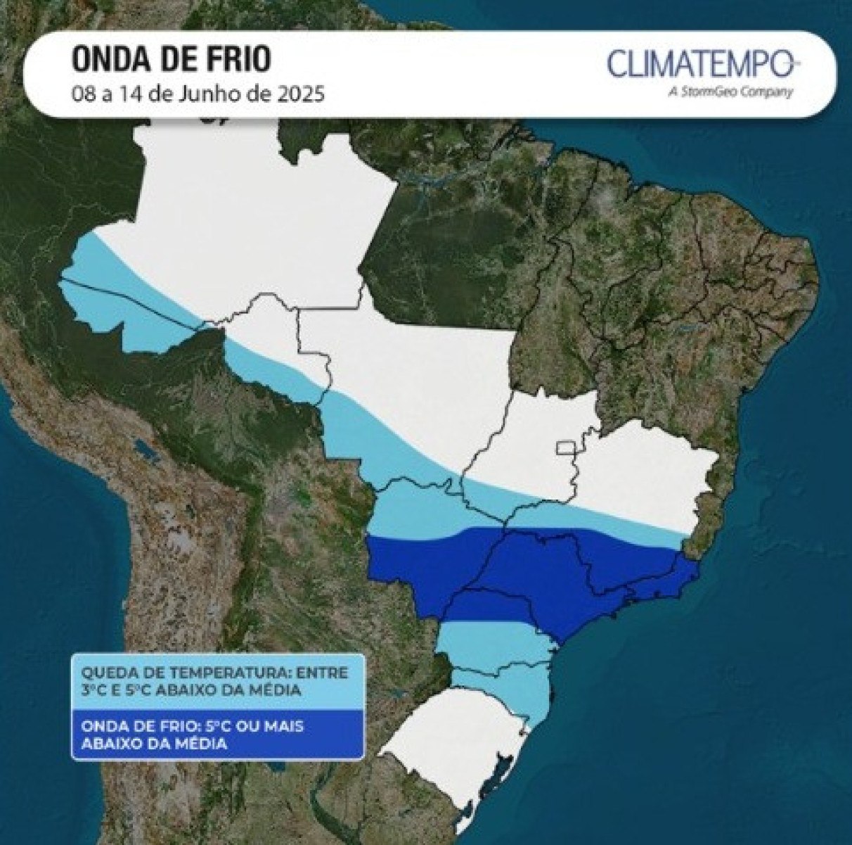 A entrada de outra massa de ar polar, desta vez com uma característica mais forte, deve avançar sobre o continente e trazer uma queda mais acentuada na próxima semana A entrada de outra massa de ar polar, desta vez com uma característica mais forte, deve avançar sobre o continente e trazer uma queda mais acentuada na próxima semana