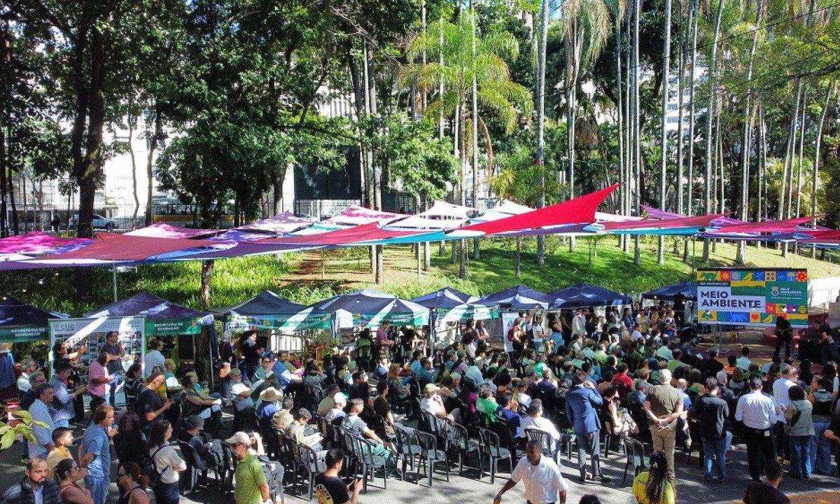 Evento de lançamento da Semana do Meio Ambiente BH 2025, no Parque Municipal -  (crédito: Leandro Couri/Em/D.A Press)