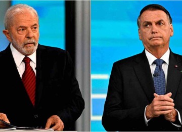 Lula e Bolsonaro durante debate na campanha presidencial de 2022: polarização criticada -  (crédito: MAURO PIMENTEL/AFP)