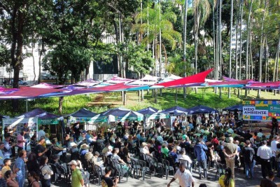 Evento de lançamento da Semana do Meio Ambiente BH 2025, no Parque Municipal -  (crédito: Leandro Couri/Em/D.A Press)