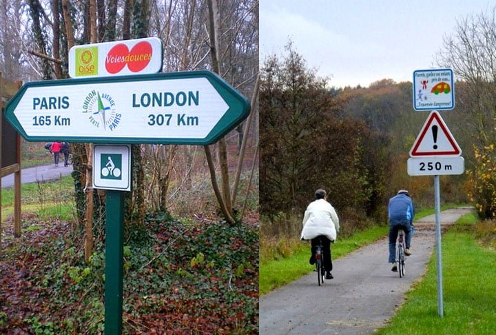 Ciclovia Avenue Verte (Inglaterra e França) - Essa ciclovia faz a ligação direta entre Londres e Paris para os amantes das pedaladas, com uma interrupção para a travessia do Canal da Mancha por ferryboat. Foi criada em 2012 para os Jogos Olímpicos. 