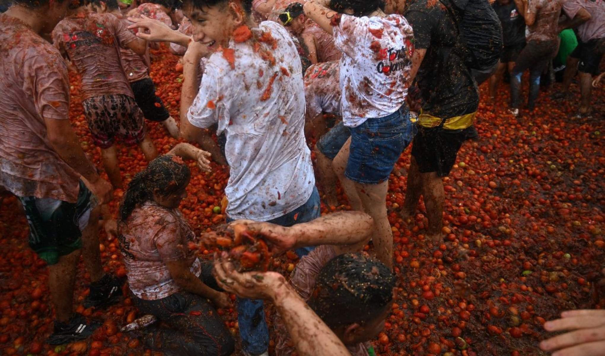 A ideia é se divertir nos tomates