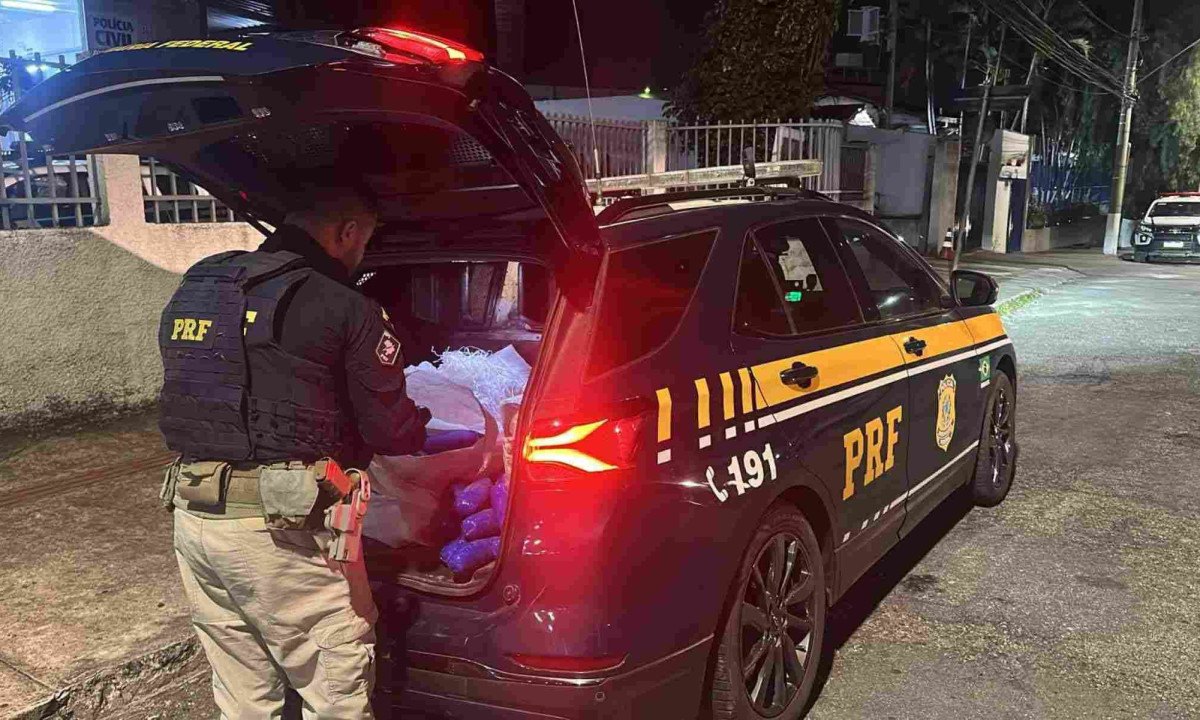 Depois de fugir por cerca de 20 quilômetros, motorista foi detido e confessou que transportava mais de 100 quilos de haxixe -  (crédito: PRF/Divulgação)