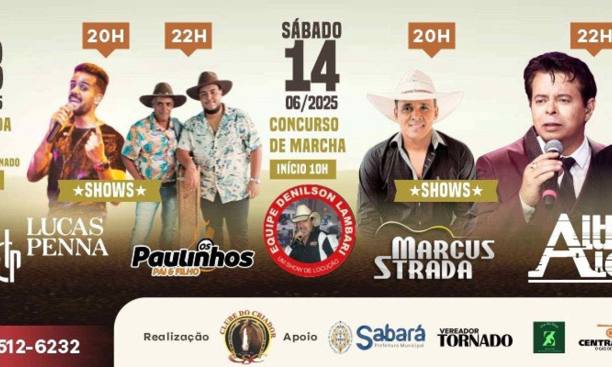 Festa promete animar o público com uma programação recheada de atrações para toda a família -  (crédito: Imagem: Prefeitura de Sabará/Divulgação)