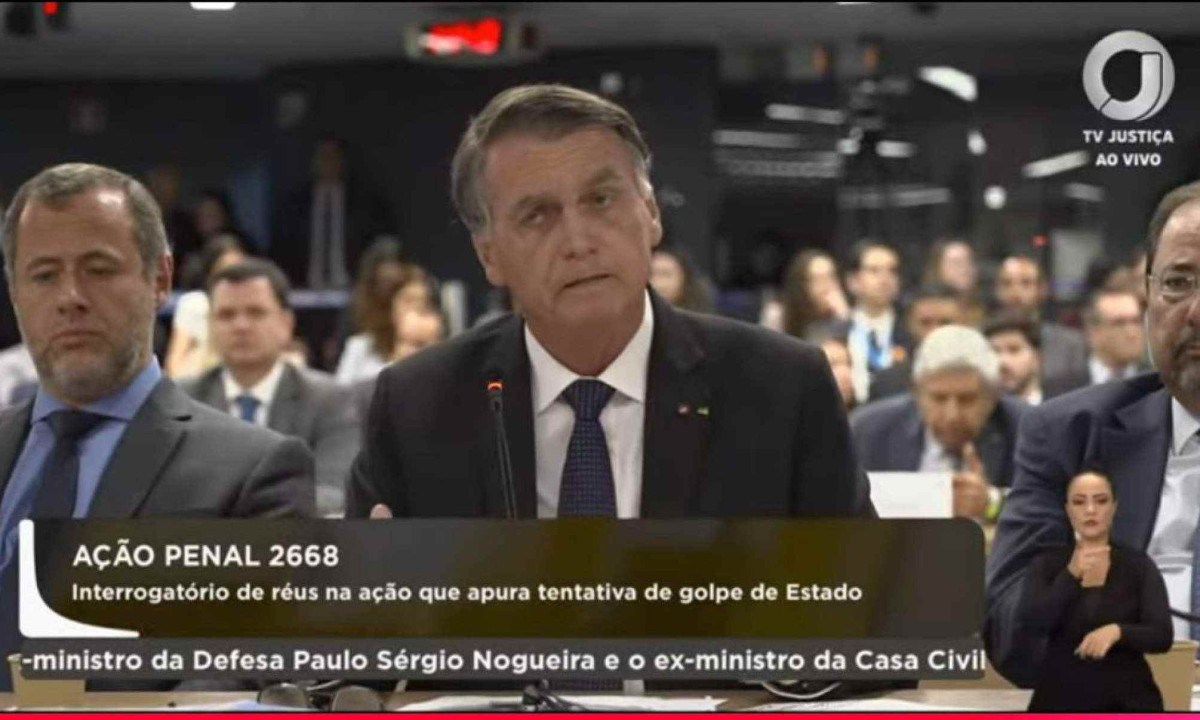 Jair Bolsonaro (PL) presta depoimento no STF  -  (crédito: TV JUSTI&Ccedil;A/REPRODU&Ccedil;&Atilde;O)