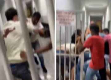 Briga em posto de saúde de São Gonçalo do Pará foi registrada por populares -  (crédito: Reprodução)