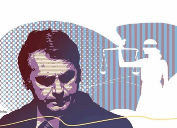 Jair Bolsonaro não poderá dizer que não teve direito de defesa. Ficou tão a vontade que chegou a brincar com Moraes -  (crédito: Quinho)