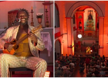 No último 1º de junho, o artista interpretou composições autorais do álbum 'Canções de Bolso' na Igreja Nossa Senhora das Dores -  (crédito: Sérgio Pererê/Instagram)