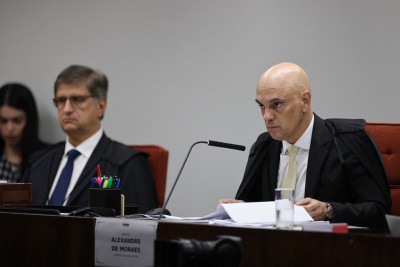 Alexandre de Moraes no segundo dia dos interrogatórios dos réus acusados de participar do núcleo central da tentativa de golpe -  (crédito:  Ton Molina/STF)