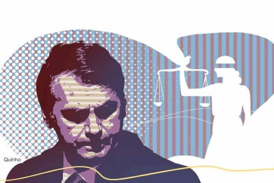 Jair Bolsonaro não poderá dizer que não teve direito de defesa. Ficou tão a vontade que chegou a brincar com Moraes -  (crédito: Quinho)