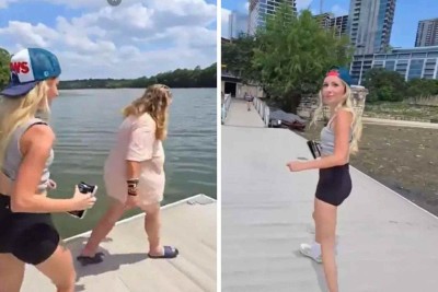  Natalie Reynolds foi duramente criticada após deixar mulher se afogar em vídeo -  (crédito: Reprodução)