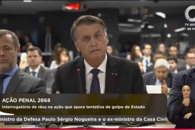 Jair Bolsonaro (PL) presta depoimento no STF  -  (crédito: TV JUSTIÇA/REPRODUÇÃO)