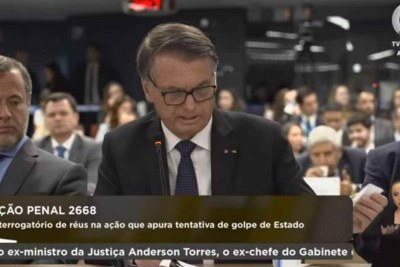 Jair Bolsonaro presta depoimento no STF e pede desculpas a Moraes -  (crédito: TV JUSTIÇA/REPRODUÇÃO)