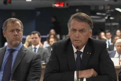 Ex-presidente Jair Bolsonaro (PL) presta depoimento no STF nesta terça-feira e nega minuta golpista -  (crédito: TV Justiça/Reprodução)