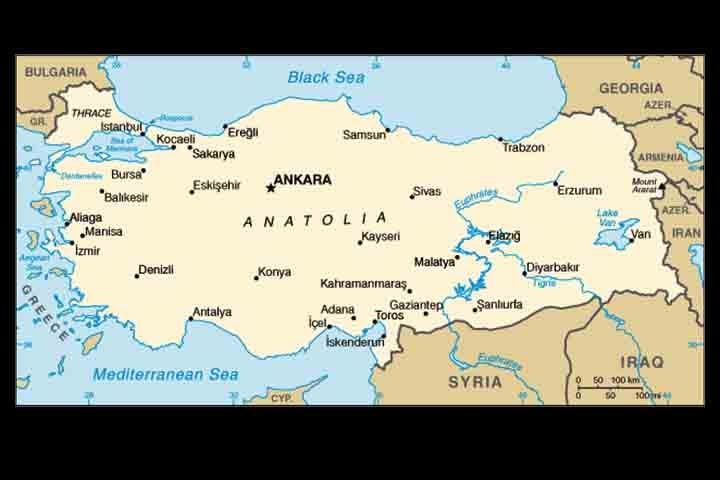 Localizada no centro da Anatólia, Ancara é privilegiada por sua posição estratégica, que a torna um importante hub político, econômico e cultural. -Reprodução The World Factbook