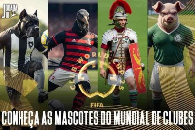 Com a proximidade do Mundial de Clubes, a curiosidade acerca dos participantes da competição cresce. Dessa forma, o Jogada10 traz as mascotes dos times que estarão nos EUA para saber quem é o melhor do mundo. Ah, mas nem todo time tem mascote, sabia? Pois é! Saiba aqui com o J10! Foto: Arte/Jogada10 -  (crédito: Arte/Jogada10)