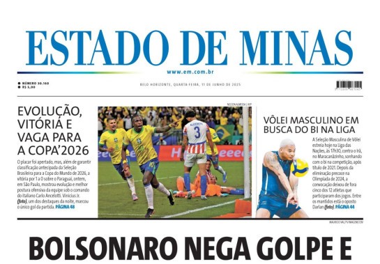 Capa impressa do Estado de Minas de 11/6/2025