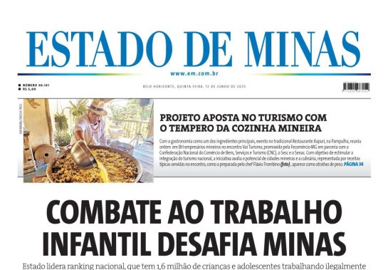 Capa impressa do Estado de Minas de 12/6/2025