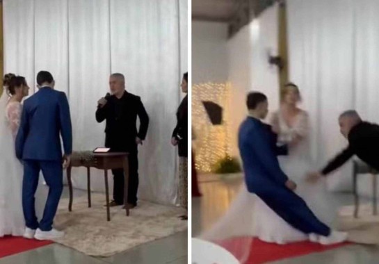 Homem desmaia ao ver noiva no altar