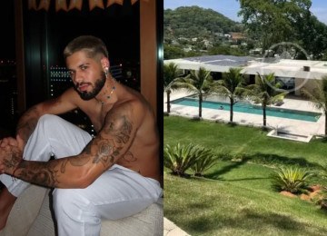 A nova mansão do Zé?Felipe, em Goiânia, tem 1.388?m², sete quartos, brinquedoteca, heliponto e espaço de lazer para os filhos / Divulgação e Reprodução Instagram
 -  (crédito: Divulgação e Reprodução Instagram)