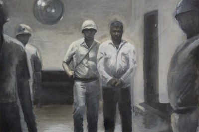 Obra de Gabriel Araújo Soares, o Riel, que apresenta sua primeira individual, 'Insegurança pública', inspirada na realidade da periferia de BH -  (crédito: Riel/reprodução)