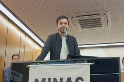 Tadeu Martins Leite discursa durante convenção do MDB -  (crédito: Bertha Maakaroun/ EM/D.A.Press)