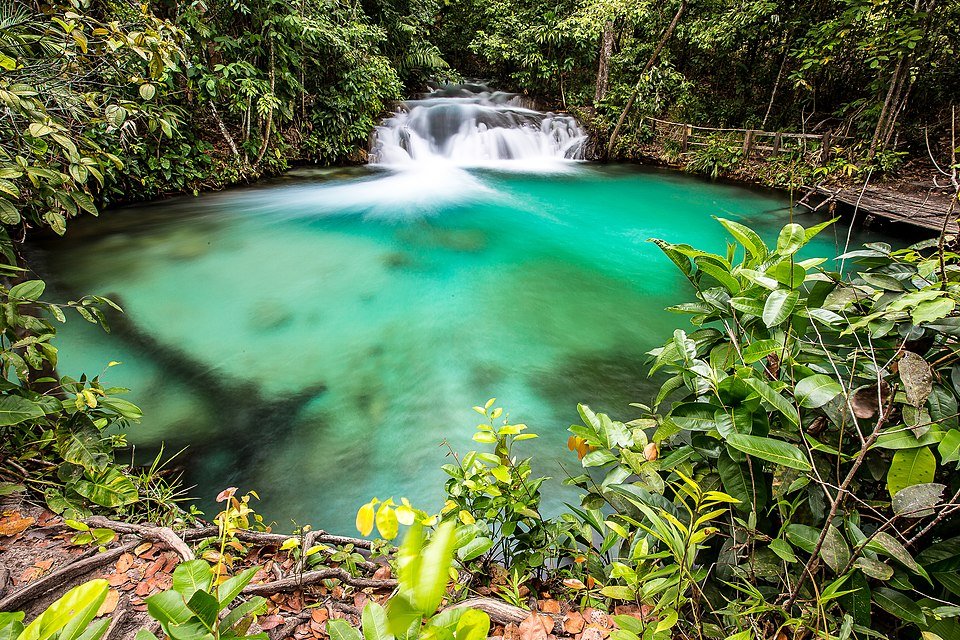Cachoeira do Formiga – Mateiros, TO (Parque Estadual do Jalapão): Pequena, com águas cristalinas de tom esverdeado e correnteza leve, ideal para banho.
-FOTO: By Marcel Favery / Wikimedia Commons