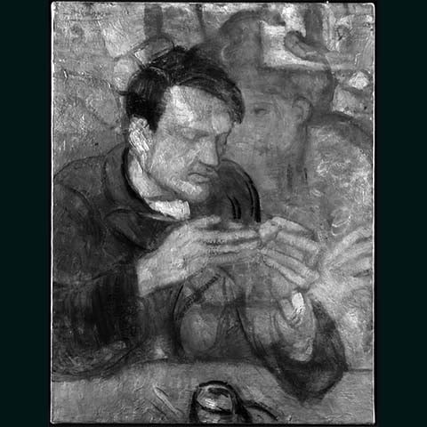 Revelada por imagens de infravermelho, a figura parece sussurrar no ouvido do escultor, criando uma cena quase fantasmagórica em que passado e presente se fundem.- The Courtauld Institute of Art/The Courtauld Institute of Art