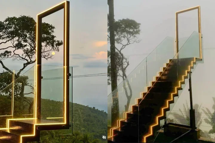 Escada "para o céu" viraliza e atrai curiosos no Ceará - montagem/reprodução instagram