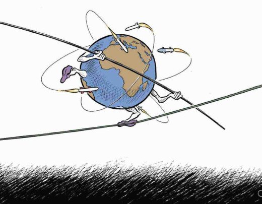 O planeta se equilibrando na corda bamba com alguns tentando derrubar -  (crédito: Quinho)