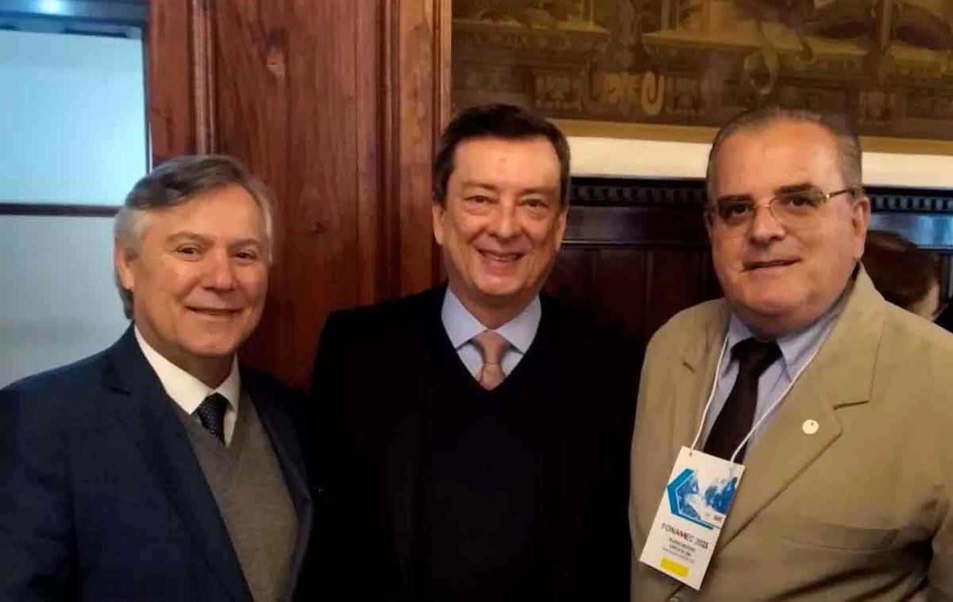 Desembargadores Fernando Torres Garcia e Artur Beretta, presidente e vice-presidente do TJSP, recebem o desembargador Rogério Medeiros, 3º vice do TJMG