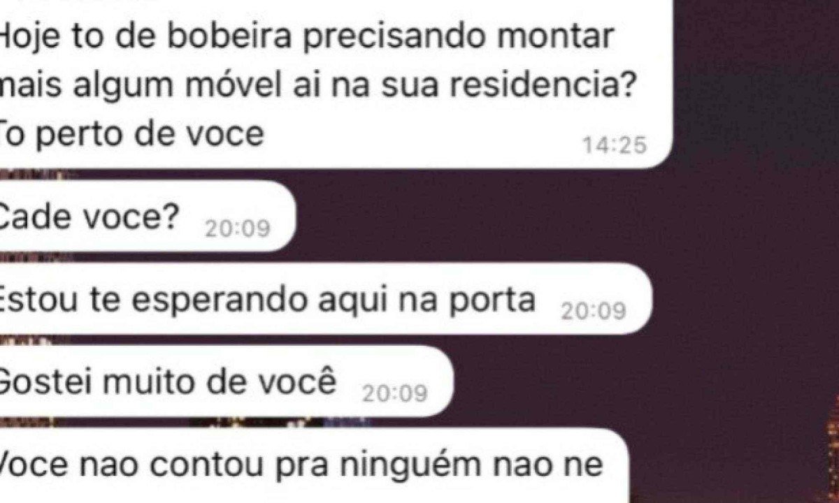 A jovem recebeu mensagens de amea&ccedil;a do suposto montador de m&oacute;veis ap&oacute;s o primeiro estupro -  (crédito: Arquivo pessoal )