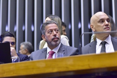 Arthur Lira, ex-presidente da Câmara dos Deputados, e Alexandre de Moraes, ministro do STF, eram alvos da Abin paralela -  (crédito: Zeca Ribeiro / Câmara dos Deputados)