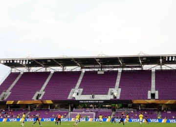 Os estádios estão vazios na maior parte das partidas da Copa do Mundo de Clubes, como no jogo entre Ulsan-COR e Mamelodi Sundowns-AFS, no Inter&Co, em Orlando -  (crédito: Megan Briggs / GETTY IMAGES / AFP)