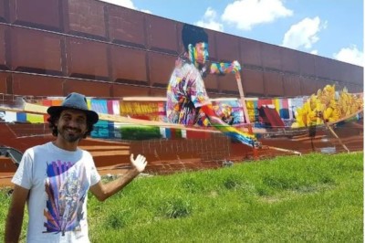 O maior mural em grafite do mundo fica em Itapevi, na região metropolitana de São Paulo.  E foi finalizado em 2017 pelo muralista Eduardo Kobra. -  (crédito: Divulgação )