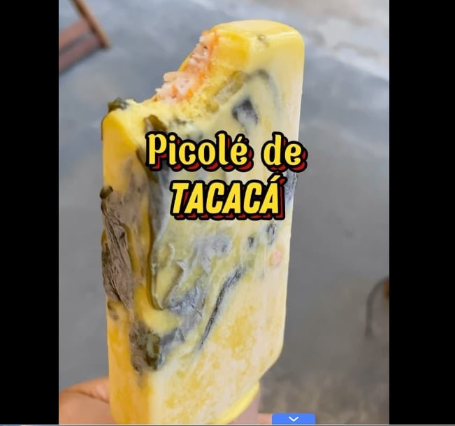 Em Belém, uma iguaria que costuma ser consumida bem quente virou picolé: paleta mexicana de tacacá, lançada numa sorveteria no bairro de Pedreira.