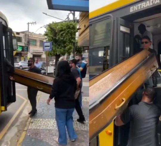 Caixão em ônibus, "velório" de gente viva: Brincadeiras de mau gosto que causaram irritação - Reprodução redes sociais 