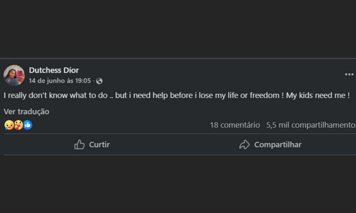 Influenciadora pediu socorro em post Influenciadora pediu socorro em post