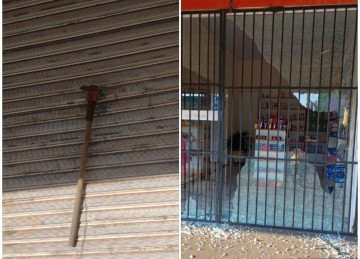 Segundo as investigações apuraram, o homem teria deixado a picareta cravada na porta, intencionalmente, com o intuito de intimidar, ameaçar e controlar a vítima -  (crédito: PCMG/Divulgação )