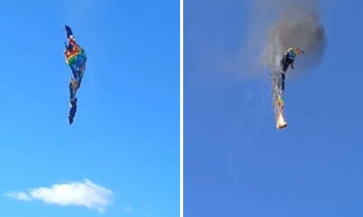 Balão pega fogo e cai no litoral de Santa Catarina