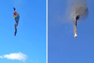 Balão pega fogo e cai no litoral de Santa Catarina -  (crédito: Reprodução / redes sociais)